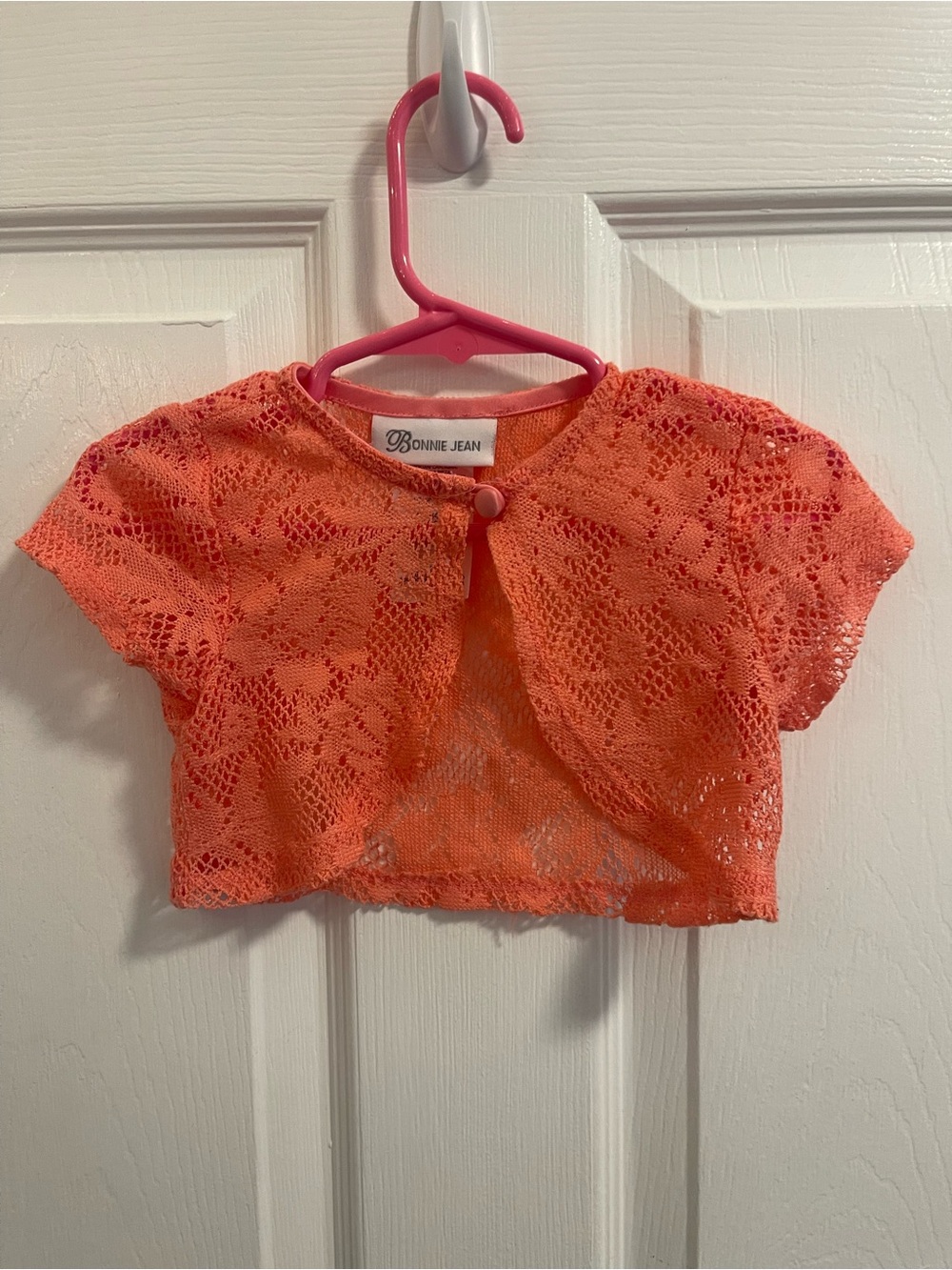 Bonnie Jean Coral Lace Cropped Cardigan